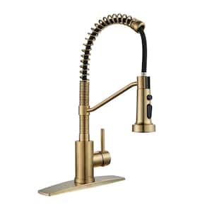 Pull Down Sprayer with Kitchen Faucet Single Handle Kitchen Sink Faucet Gold in Kitchen