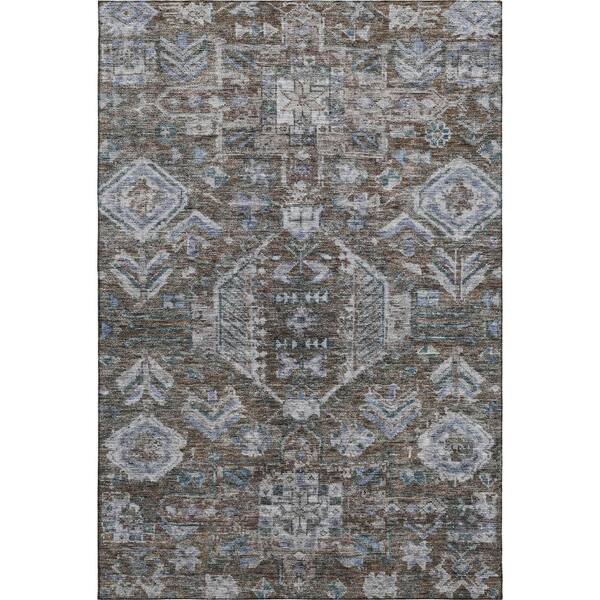 Mayfield Premium Machine Washable Abstract AMF2356 Chocolate 9 ft. x 12 ft. Area Rug