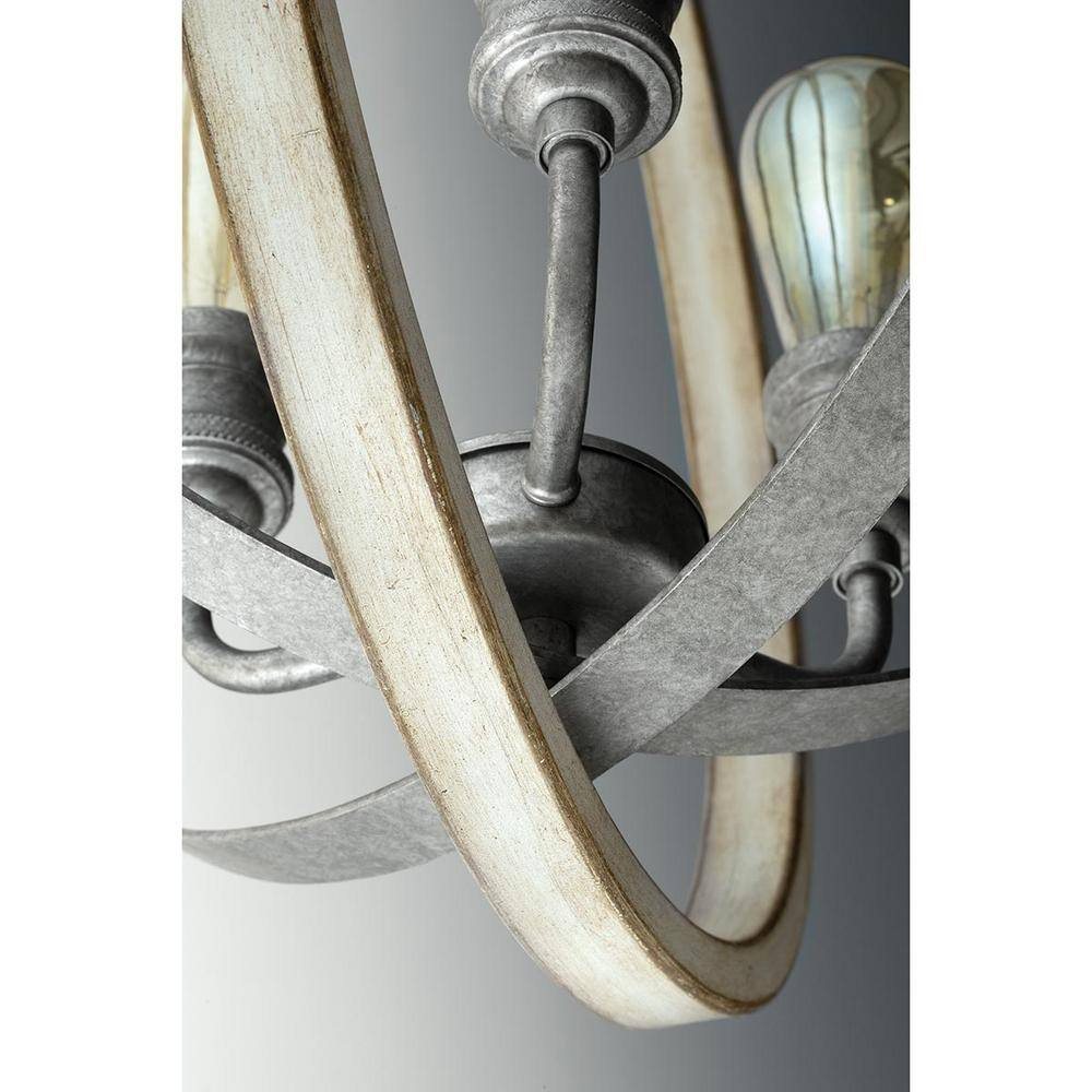 Galvanized and Antique White 6-Light Globe Pendant