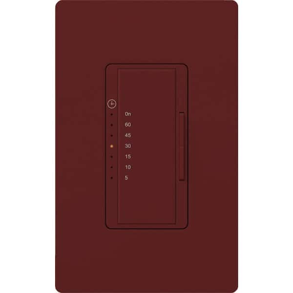 Lutron Maestro Countdown Timer Switch for Fans and Lights, 3A Fan/150W LED, Single-Pole/Multi-Location, Merlot (MA-T51MN-MR)