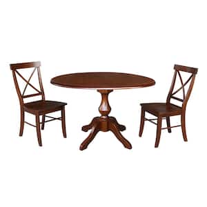 Sophia 3-Piece Espresso 42 in. Dropleaf Table and Alexa Side Chair Dining Set