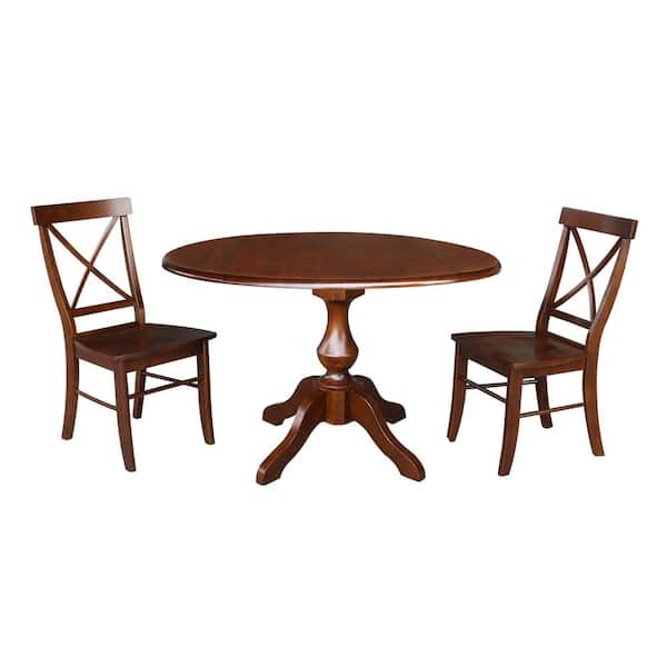 International Concepts Sophia 3-Piece Espresso 42 in. Dropleaf Table and Alexa Side Chair Dining Set