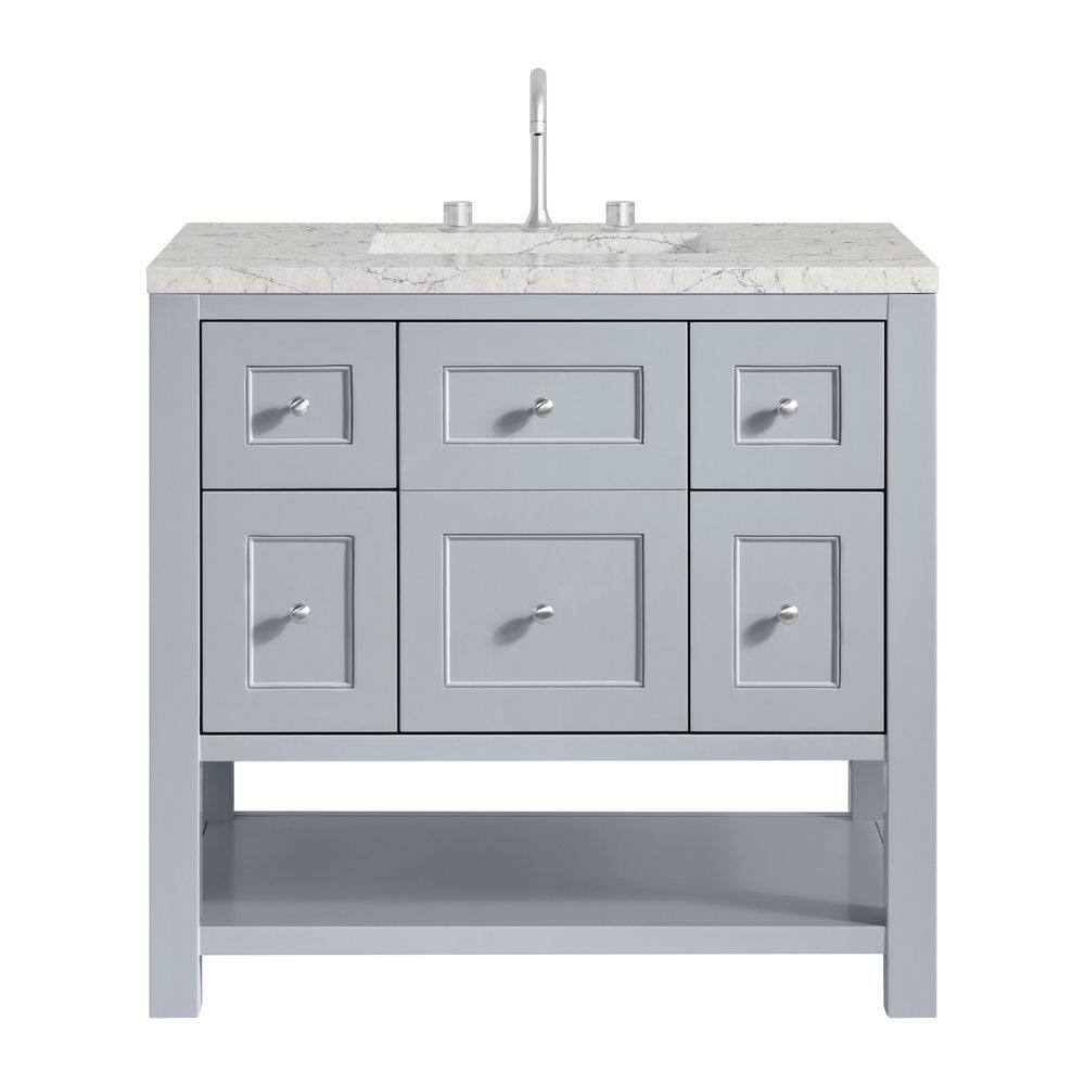 Breckenridge 36.0 in. W x 23.5 in. D x 34.25 in. H Single Bath Vanity in Serenity Blue with Quartz Jasmine Pearl Top
