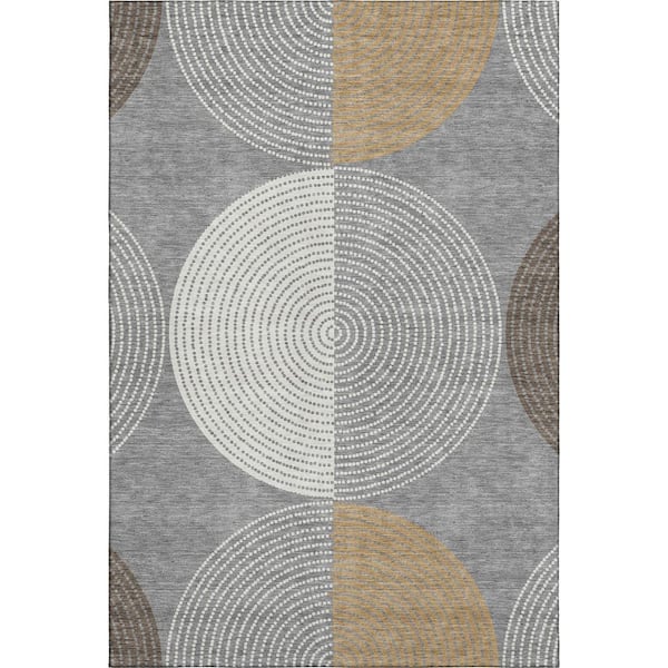 Mayfield Premium Machine Washable Abstract AMF2281 Gray 10 ft. x 14 ft. Area Rug