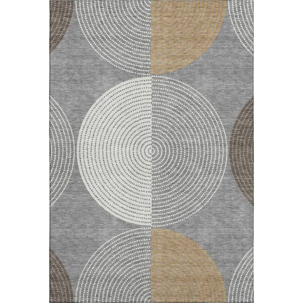 Mayfield Premium Machine Washable Abstract AMF2281 Gray 9 ft. x 12 ft. Area Rug