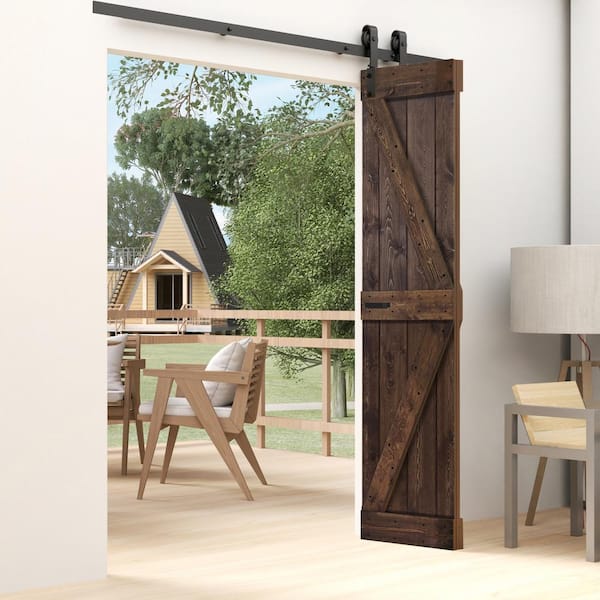 ISLIFE K Style 36in. x 80in.(18in. x 80 in. x 2 Panels) Kona Coffee Solid Core Wood Bi-fold Door With Hardware -Assembly Needed