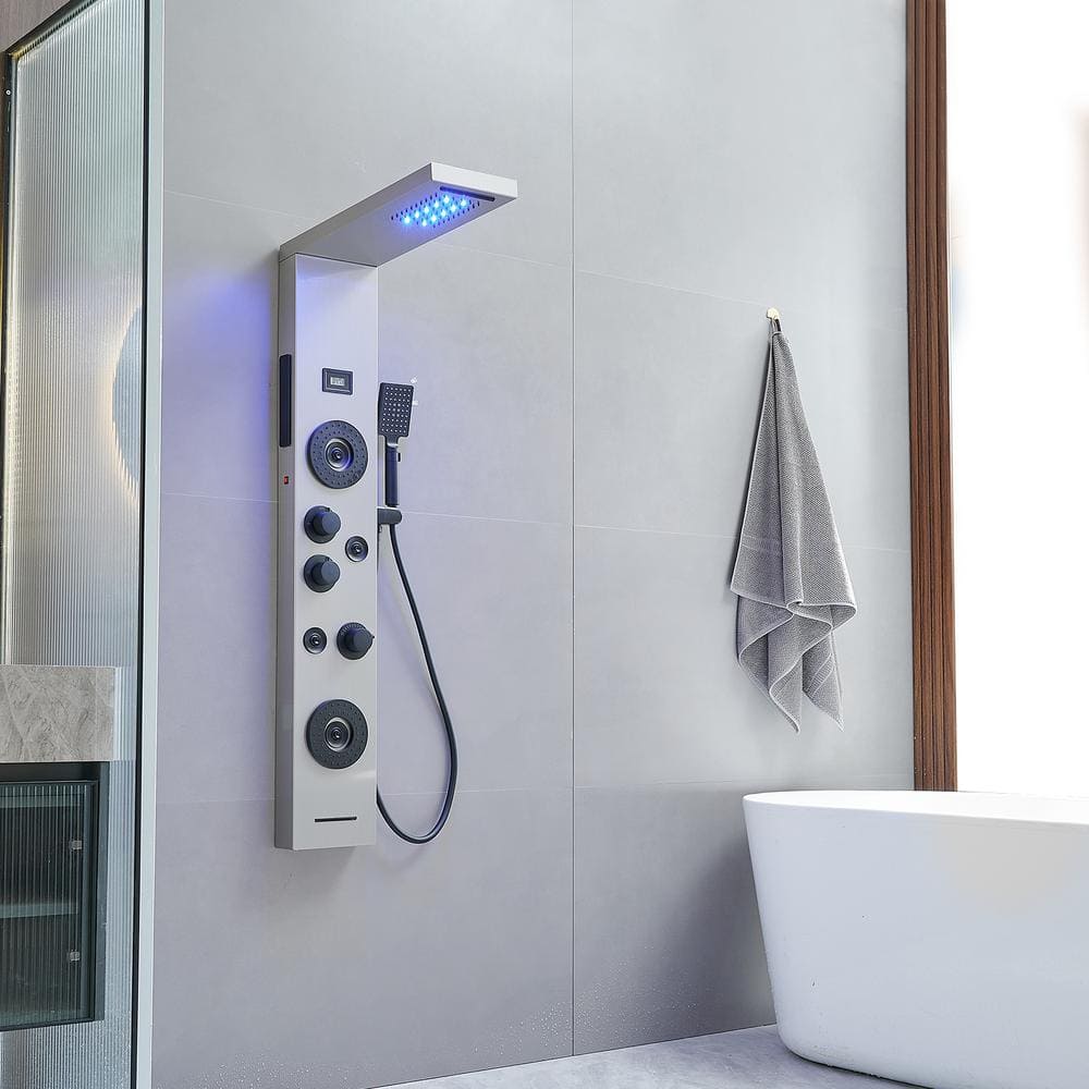 Black Nickel 51.57'' Shower Panel with LED Light and Body Jets