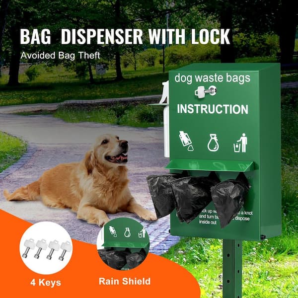 SVOPES Dog Poop Bag Dispenser with Hand Wash Bottle, Lockable Waste Bag  Holder with 600 Bags, Stake and Wall Mount for Porch