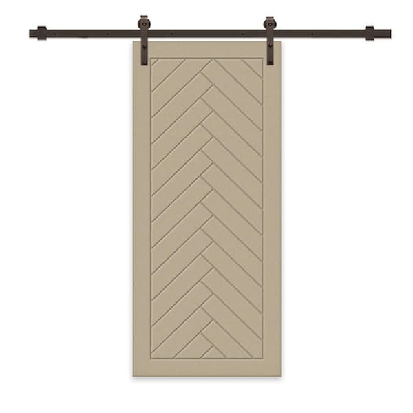 CALHOME 30 in. x 80 in. Unfinished Composite MDF Paneled Interior Sliding Barn Door with Hardware Kit