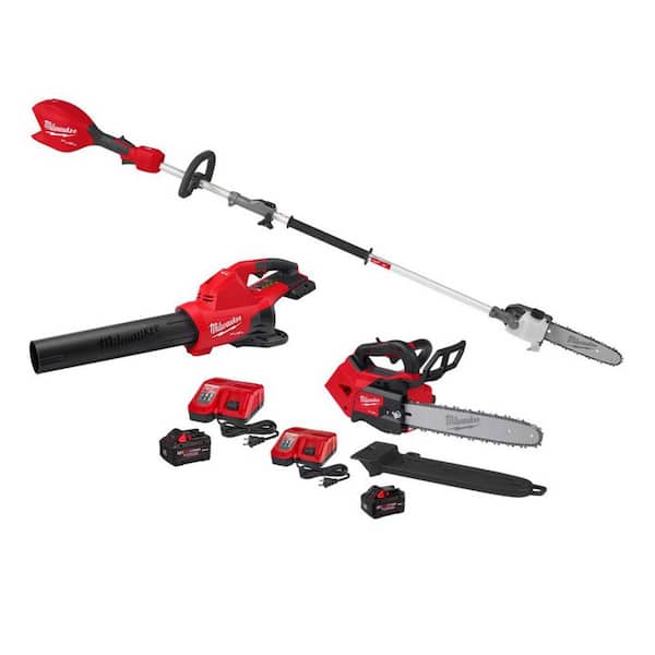 M18 FUEL 18V 10 in. Cordless Battery Pole Saw w/ QUIK-LOK & M18 Blower, M18 Chainsaw Kit, M18 FORGE 8.0 Starter Kit