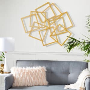 45 in. x  37 in. Metal Gold Overlapping Square Geometric Wall Decor