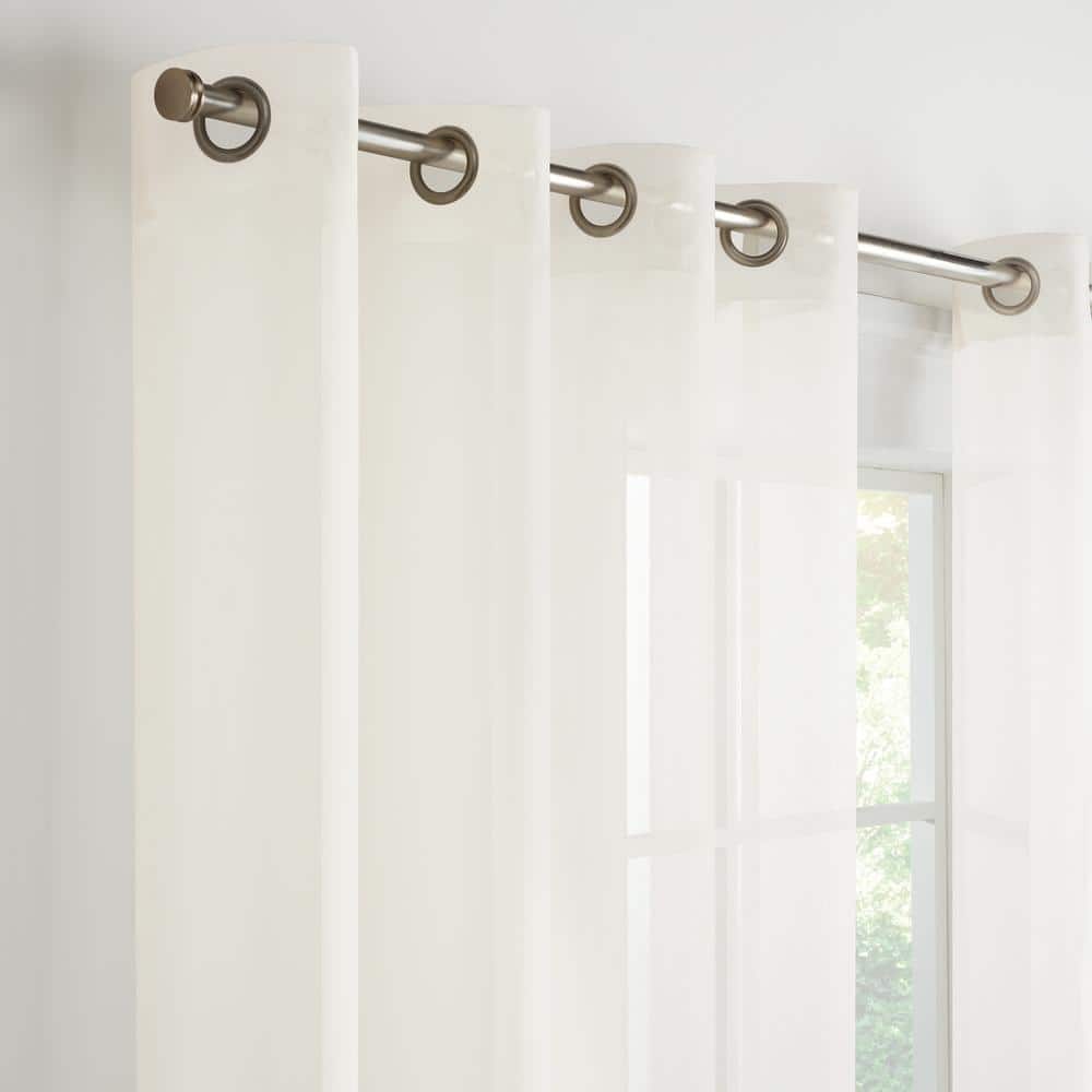 Ivory Sheer Grommet Blackout Polyester Window Panel