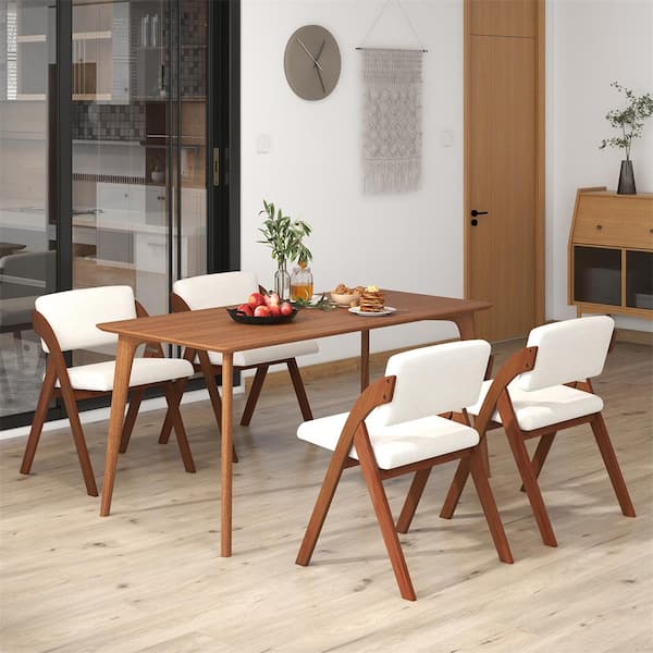 Walnut Portable Wooden Folding Dining Chairs with Backrest Space Saving For Office Wedding Party Picnic (Set of 4)