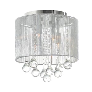 Water Drop 4 Light Drum Shade Flush Mount With Chrome Finish