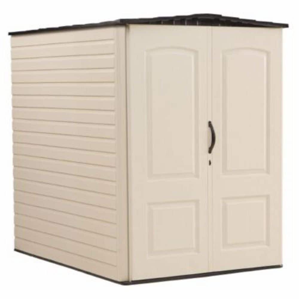 Beige Resin 5x6 ft Vertical Outdoor Storage Shed with Shelving