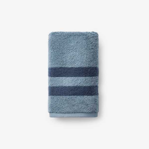 Legends Hotel Mirage Reversible Stripe Aegean Smoky Blue Turkish Cotton Single Hand Towel