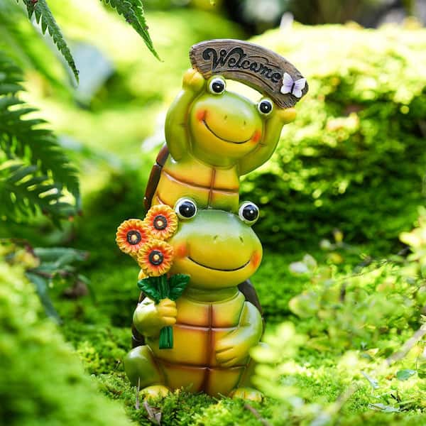 OGETFUUR Garden Turtle Outdoor Statues, Solar Garden Statue 2