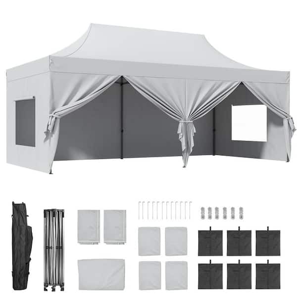 ATENGNES 10 ft. x 20 ft. Outdoor Enclosed Instant Canopy Tent Portable Gazebo Large Pop up Canopy with Removable Sidewalls