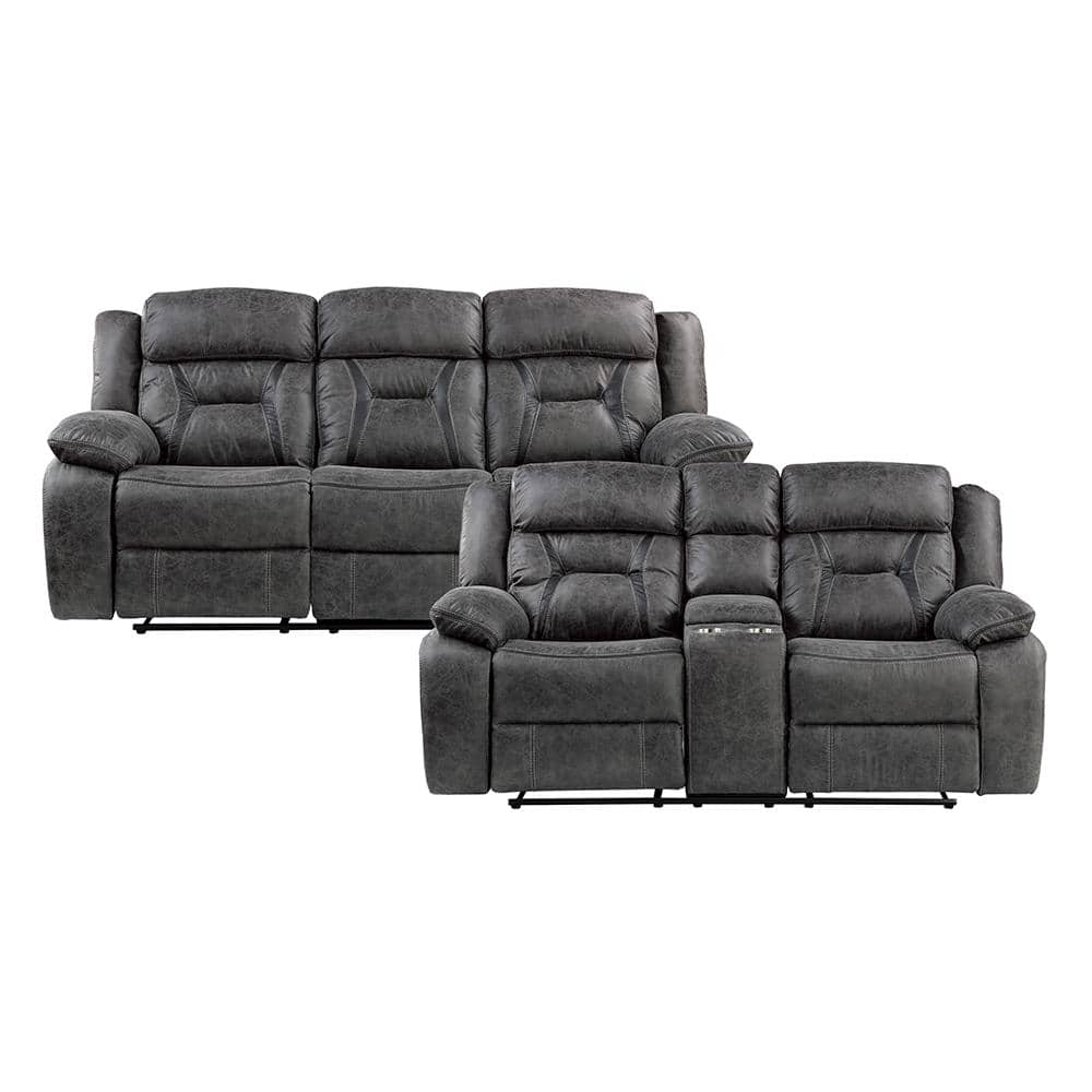 Driscoll 84.5 in. W. Pillow Top Arm Microfiber Rectangle 2-Piece Manual Rec