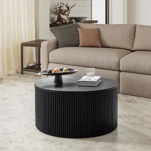 Giralda 31.5 Black Modern MDF Round Coffee Table with Storage