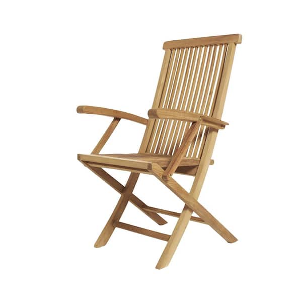 ARB Teak and Specialties Klip Klap Natural Teak Wood Folding Outdoor Armchair