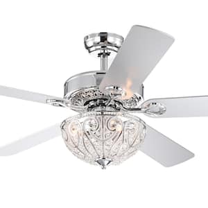 Norin 52 in. Chrome Indoor Remote Controlled Ceiling Fan with Light Kit