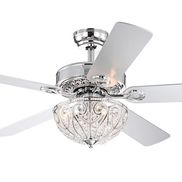 Warehouse of Tiffany Norin 52 in. Chrome Indoor Remote Controlled Ceiling Fan with Light Kit