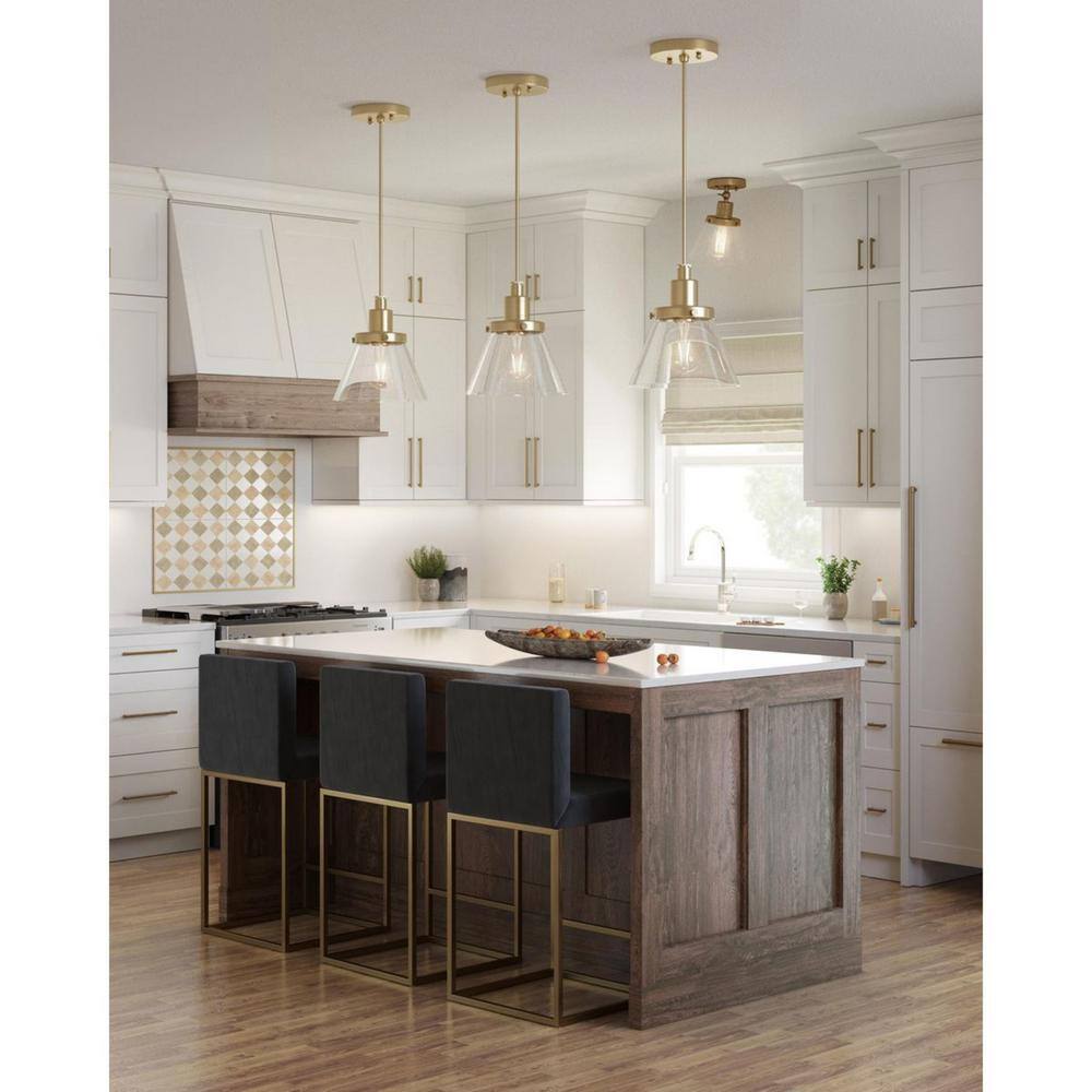 Hinton Vintage Brass Pendant Light with Seeded Glass Shade