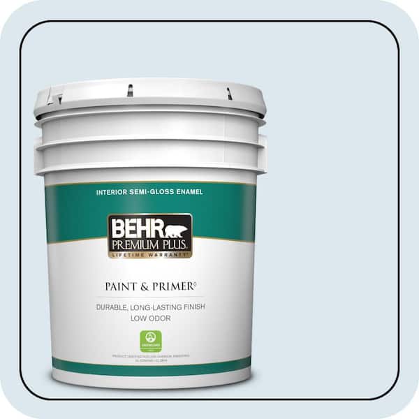 BEHR PREMIUM PLUS 5 gal. #570A-2 Geyser Semi-Gloss Enamel Low Odor Interior Paint & Primer