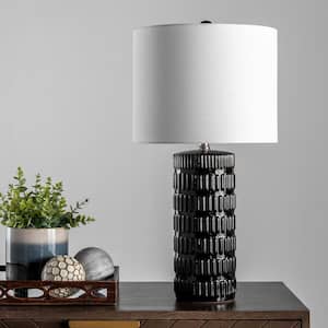 Calais 25 in. Black Contemporary Table Lamp with Shade