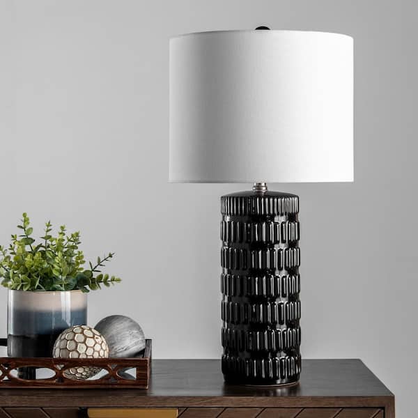 Calais 25 in. Black Contemporary Table Lamp with Shade