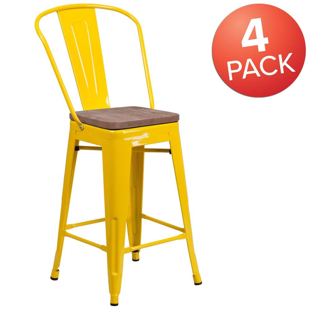 yellow bar stools set of 4