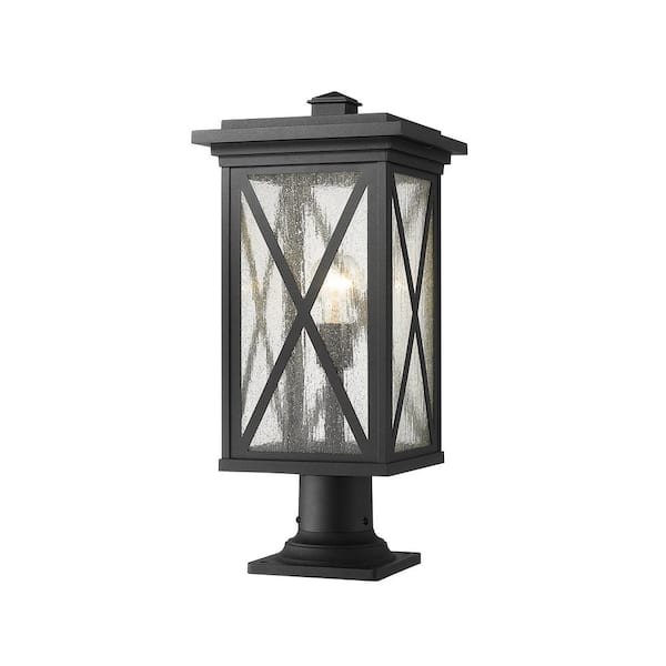 Unbranded Brookside 21.5 in 1-Light Black Aluminum Hardwired Outdoor Weather Resistant Pier Mount Light with No Bulb Included