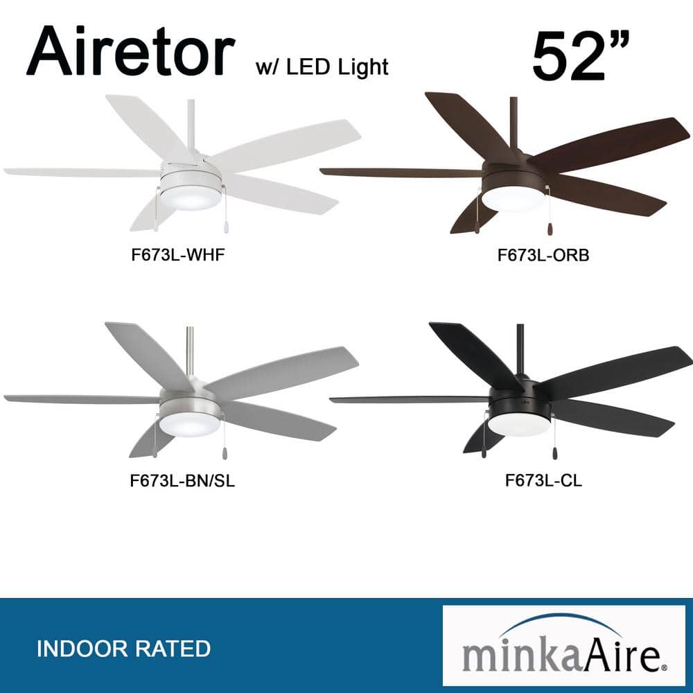 52'' Brushed Nickel Ceiling Fan with Silver Blades and LED Light