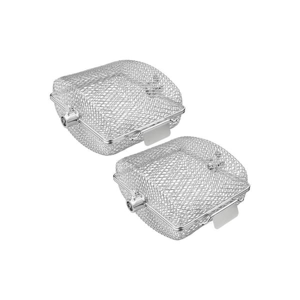 Non-Stick 2 Pcs Silver Stainless Steel Grill Basket for Grills