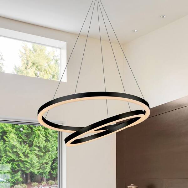 VONN Lighting Tania Duo 60-Watt Black Integrated LED Adjustable Modern Chandelier 24 in.