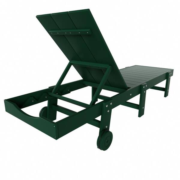 WESTIN OUTDOOR Laguna Dark Green HDPE Plastic Outdoor Adjustable Backrest  Chaise Lounger With Wheels OP4005-DG - The Home Depot