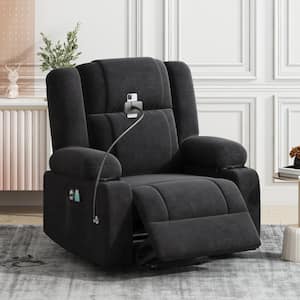 35.43 in. W Black Power Lift Recliner with Massage, Heating Functions,Remote, Phone Holder Side Pockets and Cup Holders