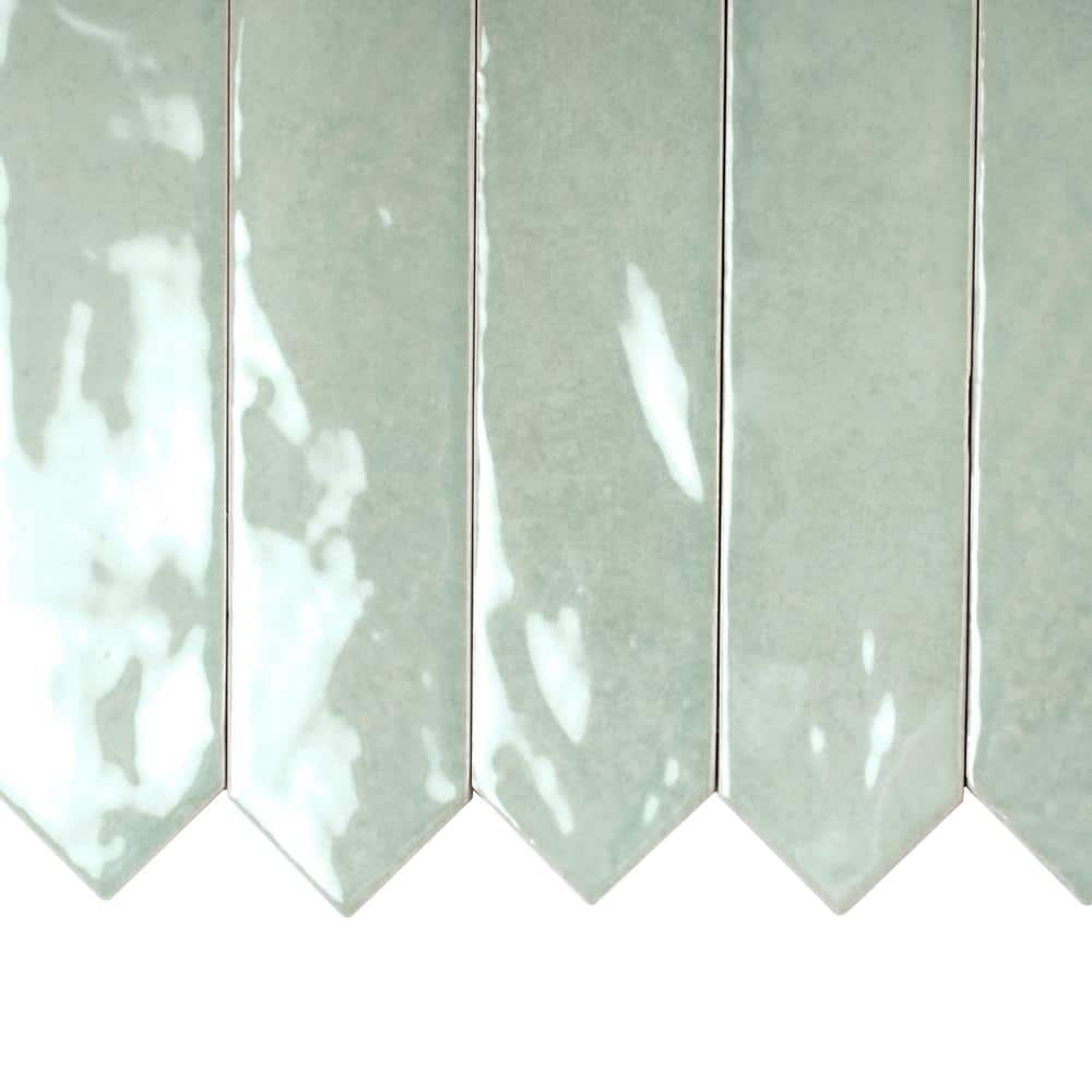 Pistachio Green Glossy Ceramic Picket Wall and Floor Tile
