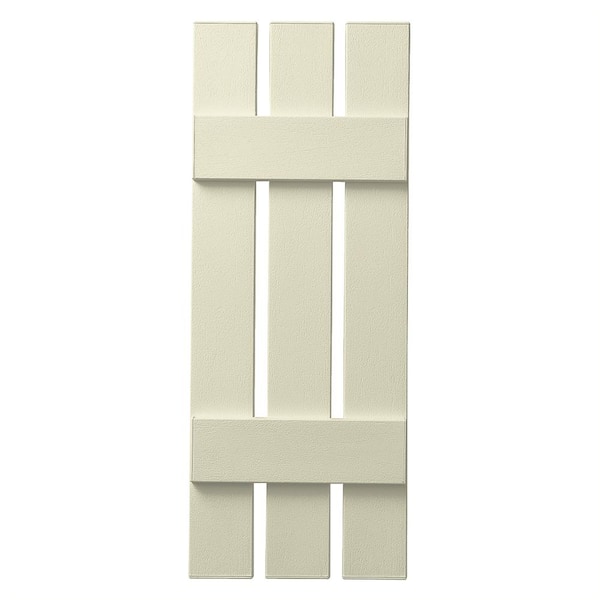 Ply Gem 13 in. x 31 in. Polypropylene 3-Board Open Board and Batten Shutters Pair in Sand Dollar