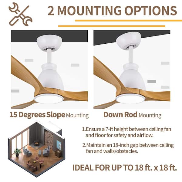 PUDO 52 in. Integrated LED Indoor White Ceiling Fan Lighting with 