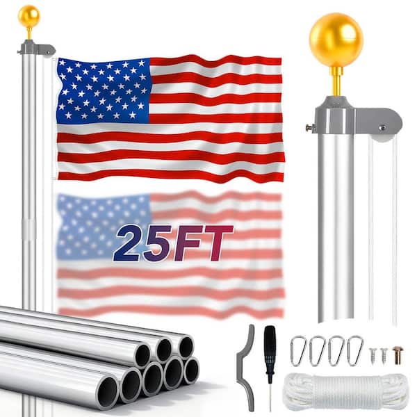 25 ft. Heavy-Duty Flagpole Kit for Yard-Extra Thick Outdoor Flag Poles (Not Including Flags)