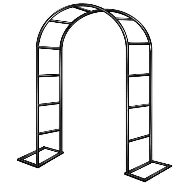 Outdoor Metal Garden Arbor Trellis Black 96in x 96in Weather-Resistant Decorative Arch for Wedding Ceremony Party