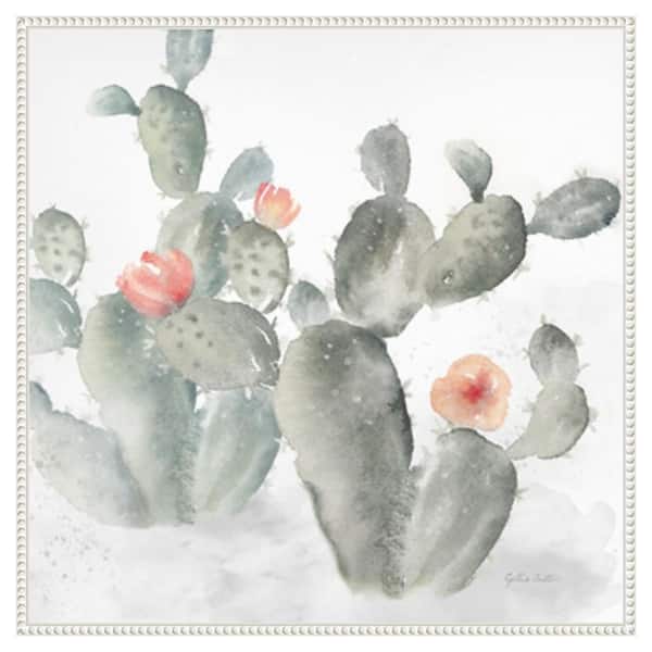 Amanti Art Cactus Garden Gray Blush III by Cynthia Coulter 30-in. W x 30-in. H. Canvas Wall Art Print Framed in White