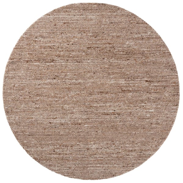 Earthly 6 ft. x 6 ft. Round Brown Flecked Solid Area Rug
