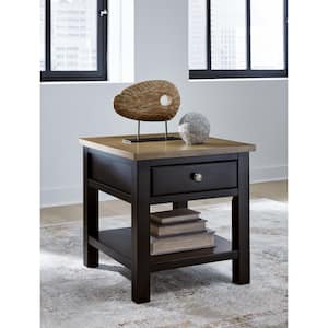 Drazmine 24 in. Brown Rectangle Wood End Table with Storage and Drawers and Shelves