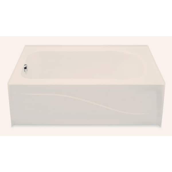 Aquatic 6030AIS 60 in. Soaking Bathtub Acrylic Left Drain in Biscuit Rectangular Alcove