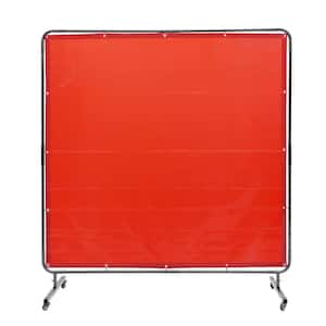 Welding Screen w/Frame, 6 ft. x 6 ft. Welding Curtain Screen Flame-Resistant Vinyl Welding Protection Screen on 4 Wheels