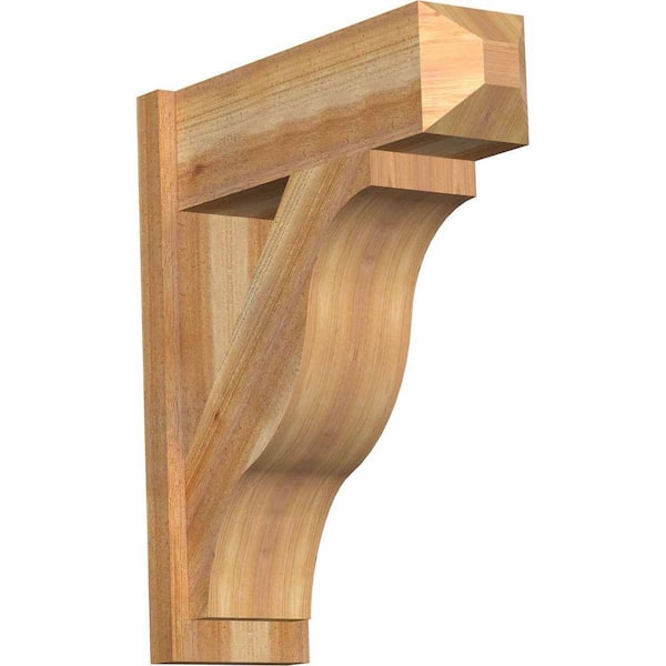 Ekena Millwork 8 in. x 28 in. x 24 in. Western Red Cedar Fuston Craftsman Rough Sawn Outlooker