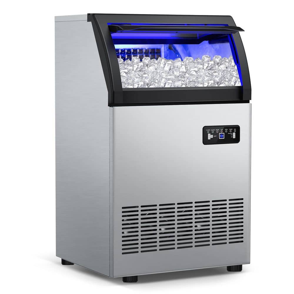 19 in. 200 lb. /Day Freestanding Ice Maker in Stainless Steel with Full-Size Cube Production for Homebar & Entertainment